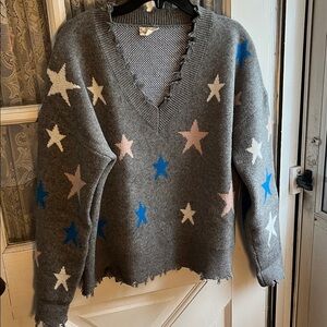 Poem & Thread Grey Distressed Pullover Swester